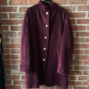 Kate Spade burgundy faux fur coat